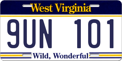 WV license plate 9UN101