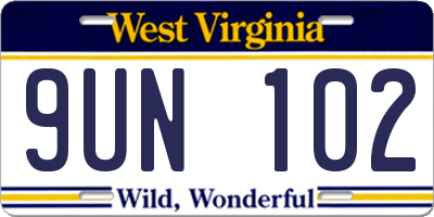 WV license plate 9UN102