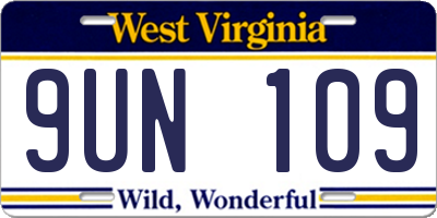 WV license plate 9UN109