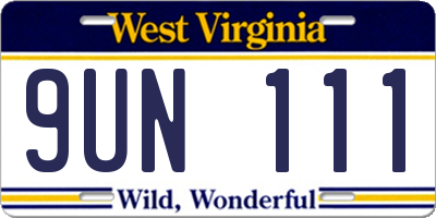 WV license plate 9UN111