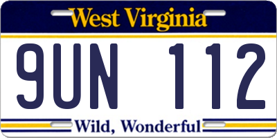 WV license plate 9UN112