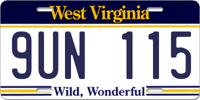 WV license plate 9UN115
