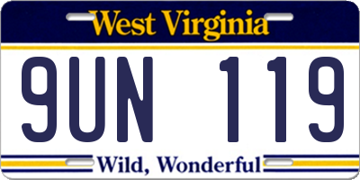 WV license plate 9UN119