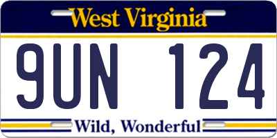 WV license plate 9UN124