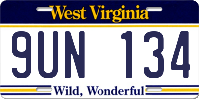 WV license plate 9UN134