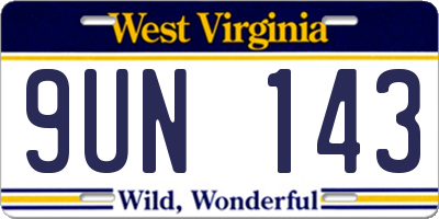 WV license plate 9UN143