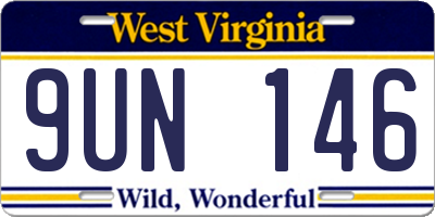 WV license plate 9UN146