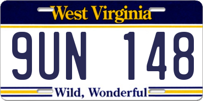 WV license plate 9UN148