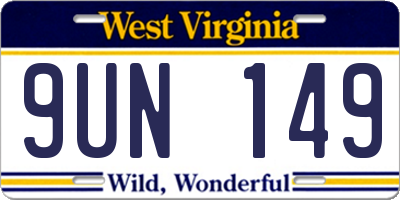 WV license plate 9UN149