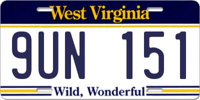 WV license plate 9UN151