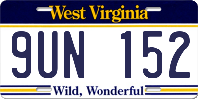 WV license plate 9UN152