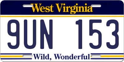WV license plate 9UN153