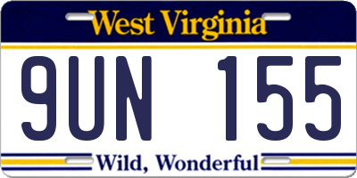 WV license plate 9UN155