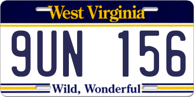 WV license plate 9UN156