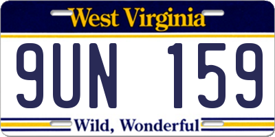 WV license plate 9UN159