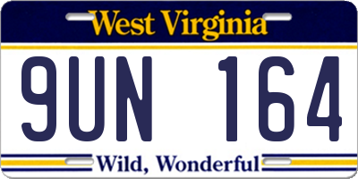 WV license plate 9UN164