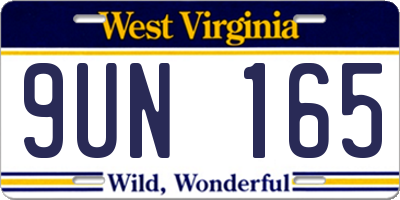WV license plate 9UN165