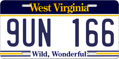 WV license plate 9UN166