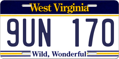 WV license plate 9UN170