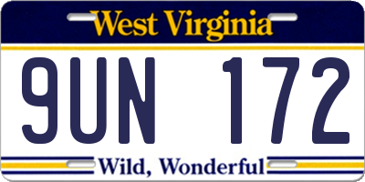 WV license plate 9UN172