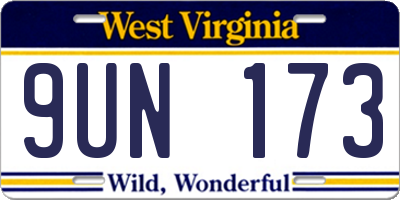 WV license plate 9UN173