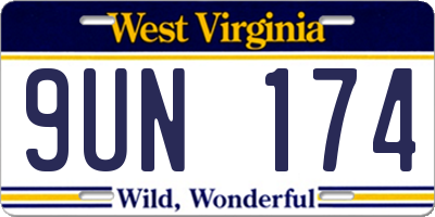 WV license plate 9UN174