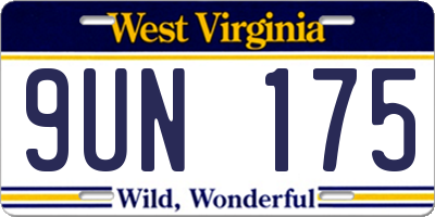 WV license plate 9UN175