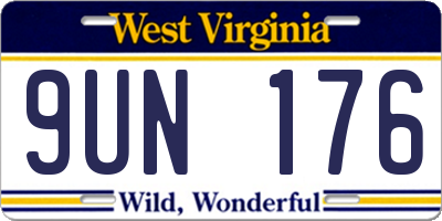 WV license plate 9UN176