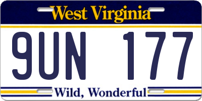 WV license plate 9UN177