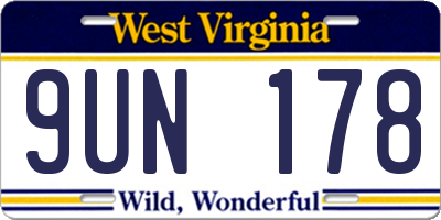 WV license plate 9UN178