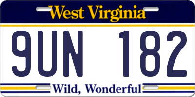 WV license plate 9UN182