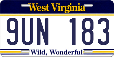 WV license plate 9UN183