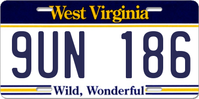 WV license plate 9UN186