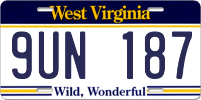 WV license plate 9UN187