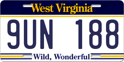 WV license plate 9UN188