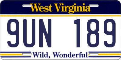 WV license plate 9UN189