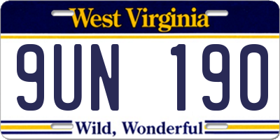 WV license plate 9UN190