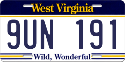 WV license plate 9UN191