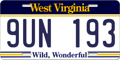 WV license plate 9UN193