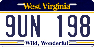 WV license plate 9UN198