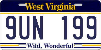 WV license plate 9UN199