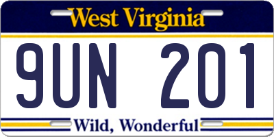 WV license plate 9UN201