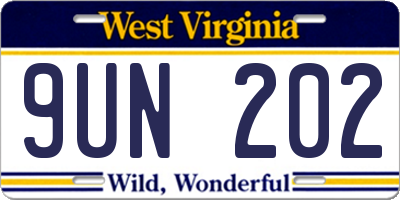 WV license plate 9UN202
