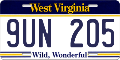 WV license plate 9UN205