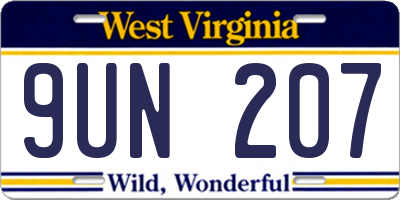 WV license plate 9UN207