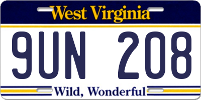 WV license plate 9UN208