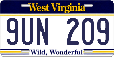 WV license plate 9UN209
