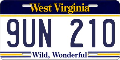 WV license plate 9UN210