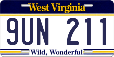 WV license plate 9UN211