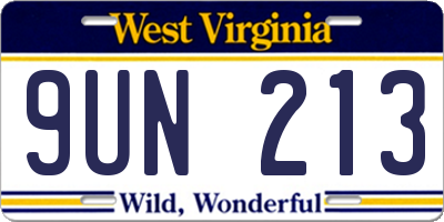 WV license plate 9UN213
